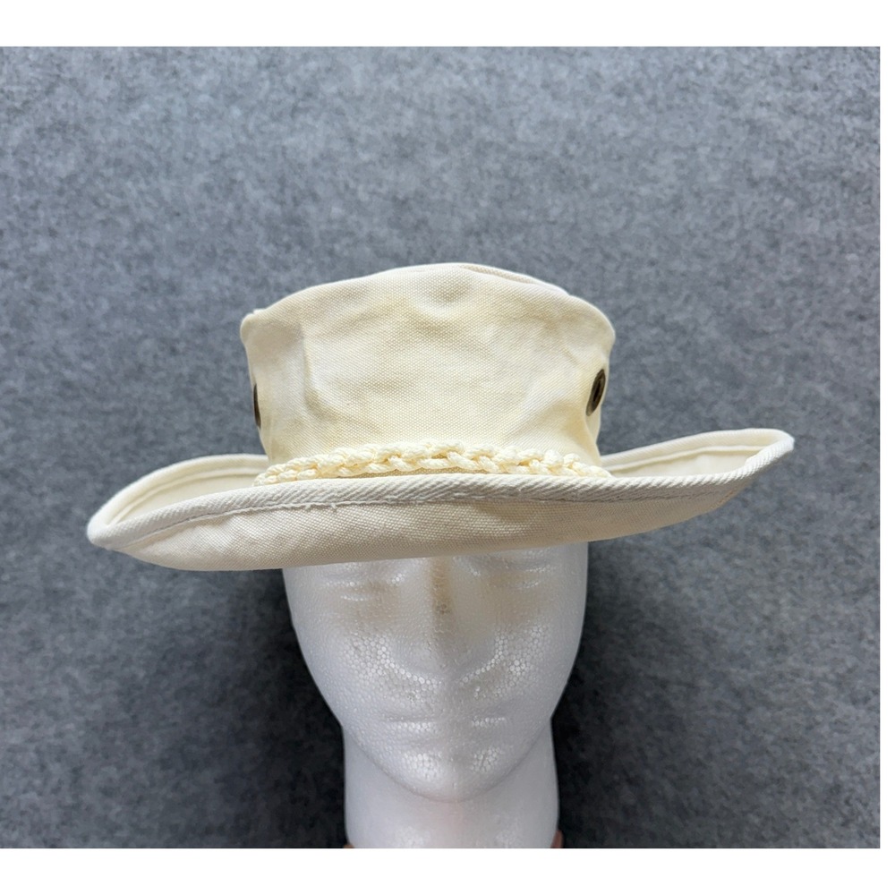 Medof Marine Vintage Off White Canvas Sailing Bucket Hat M USA Made Braided Rope